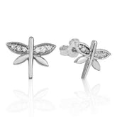 Boucles d'oreilles à tige en argent libellule